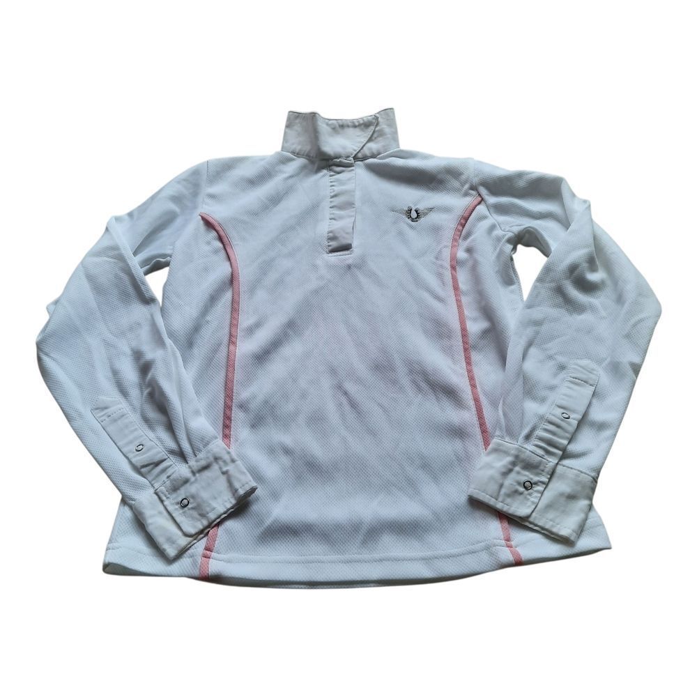 Stylish Kids Long Sleeve Shirt - White with Pink Trim